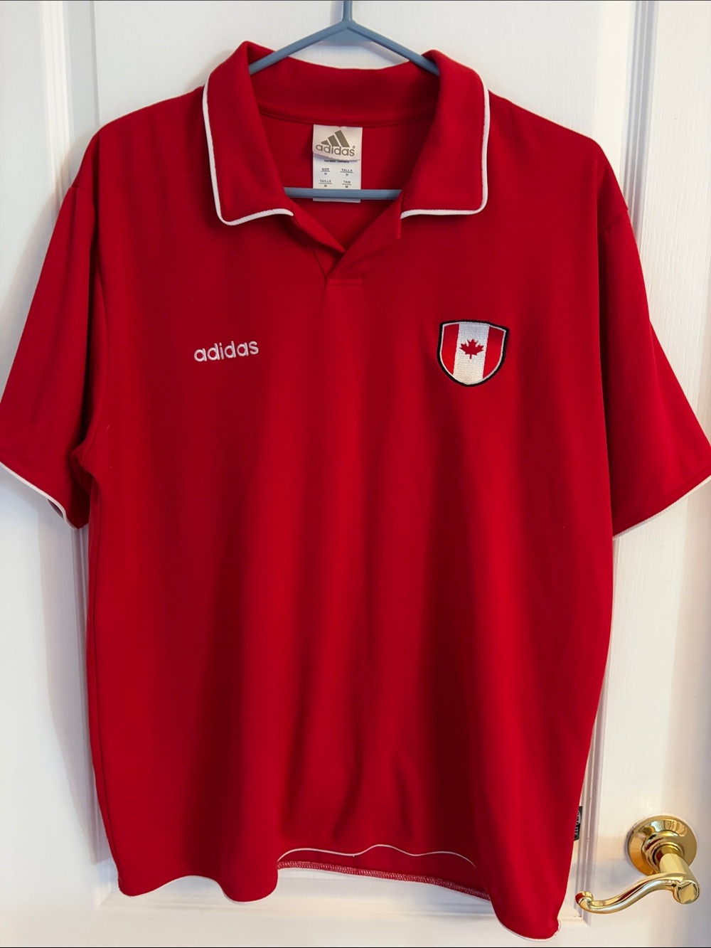 adidas Men’s Red Polo with White Trim and Canada Crest